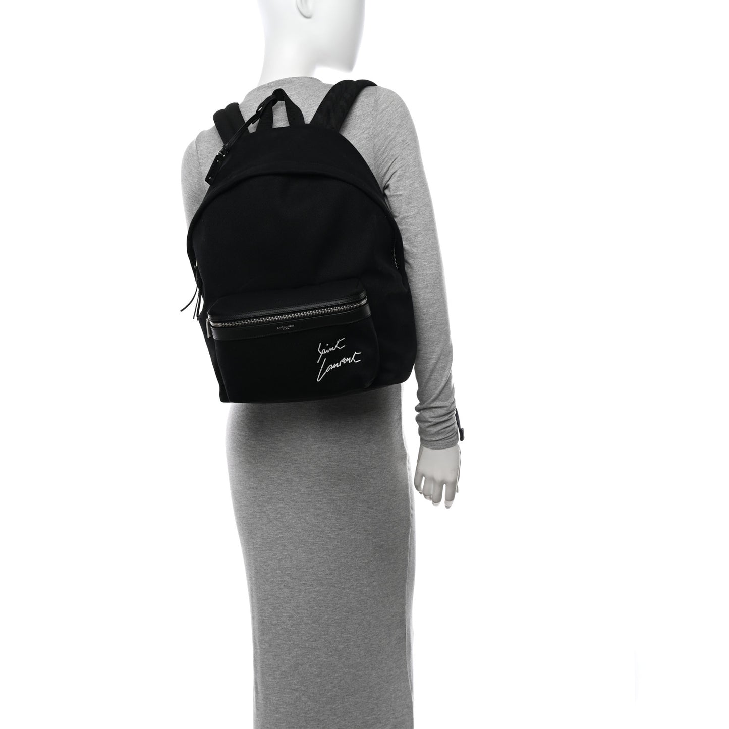 Canvas Signature Embroidered City Backpack Black
