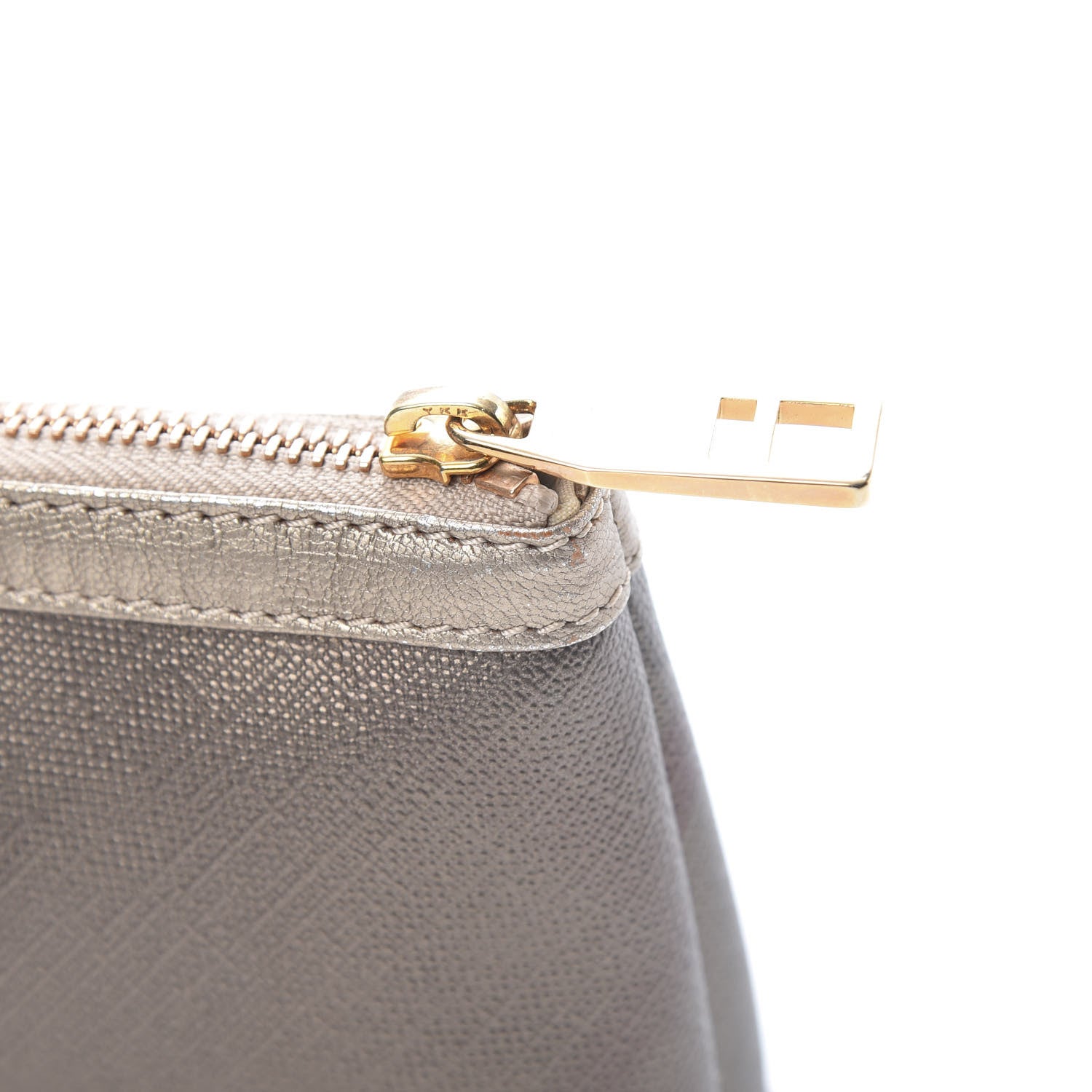 Burberry Calfskin Nude Check Medium Cosmetic Pouch Metallic Nude 8 of 9