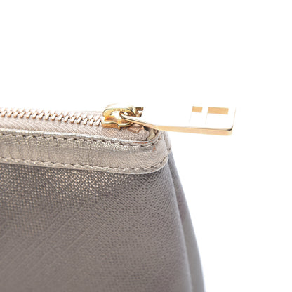 Burberry Calfskin Nude Check Medium Cosmetic Pouch Metallic Nude 8 of 9