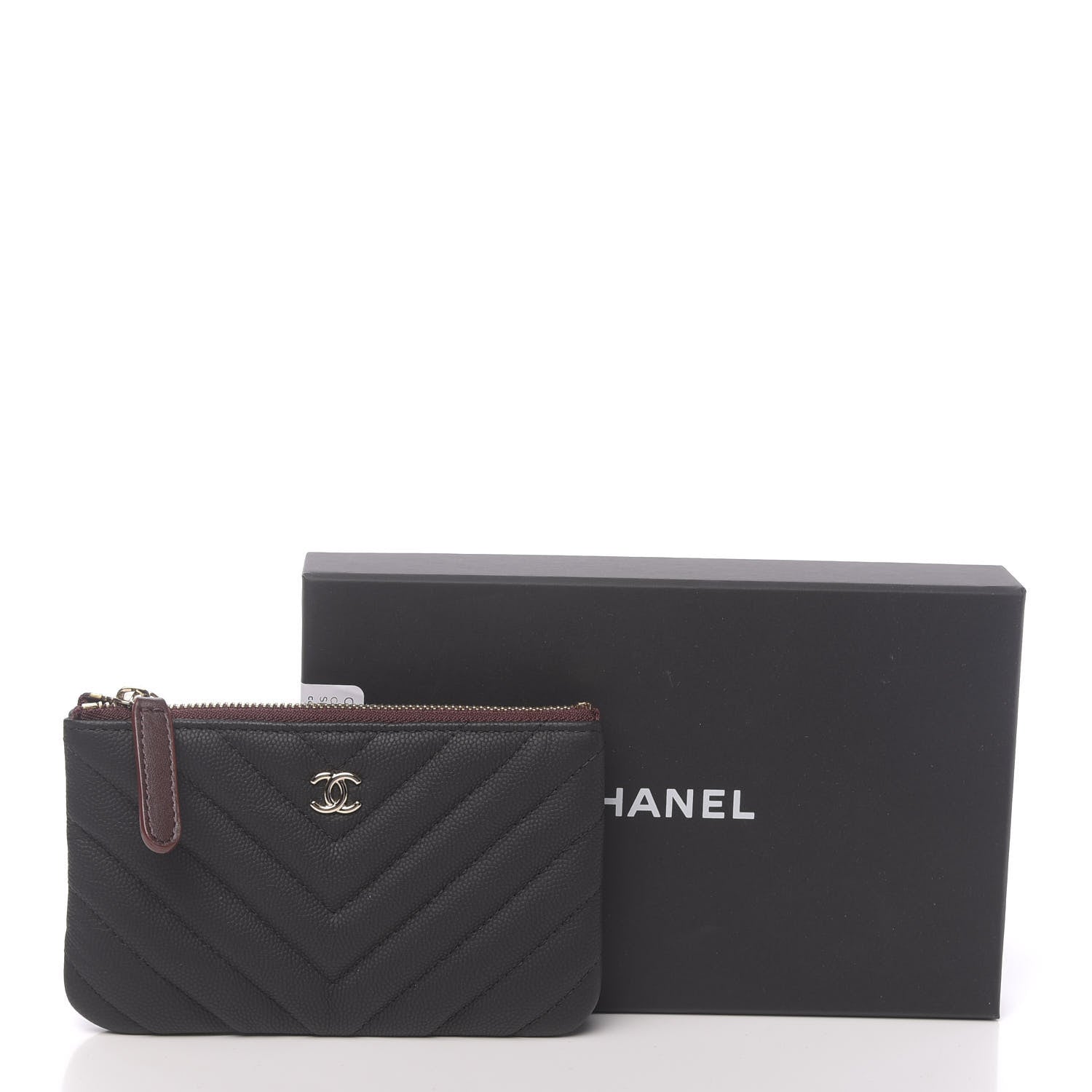 Chanel Caviar Chevron Quilted Small Cosmetic Case Black 8 of 8