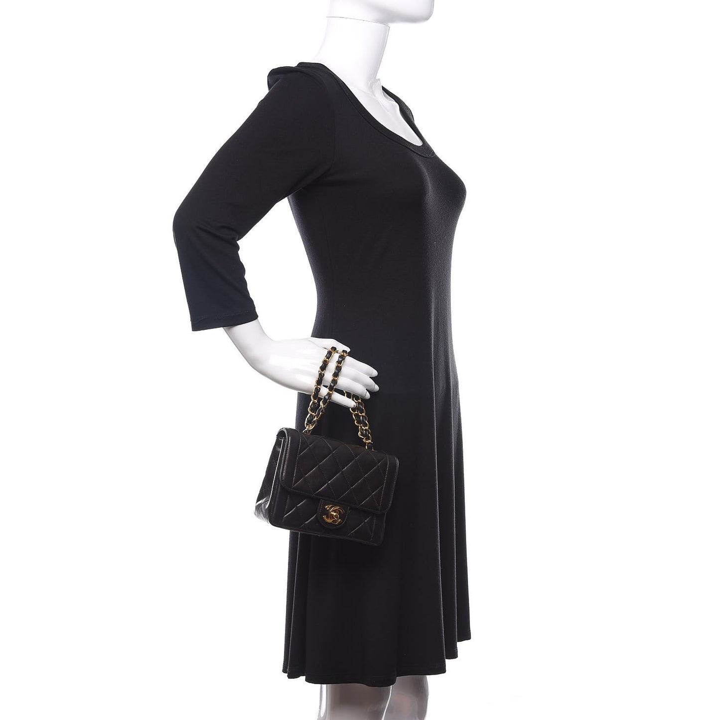 Lambskin Quilted Mini Square Flap Black