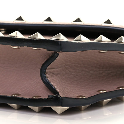 Valentino Garavani Pebbled Calfskin Rockstud Envelope Wallet on Chain Poudre 8 of 8