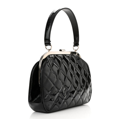 Chanel Patent Quilted Kisslock Frame Bag Black 3 of 12