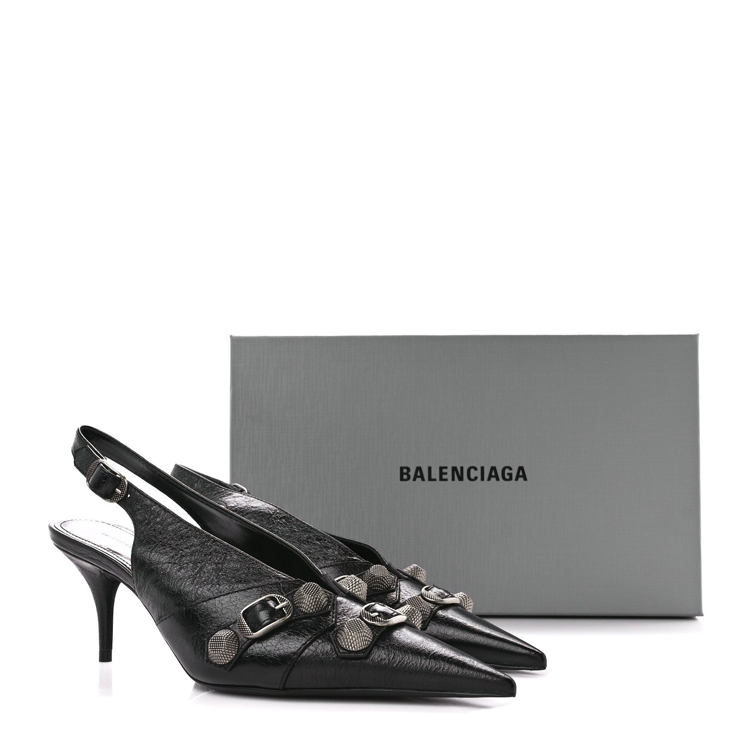 Balenciaga Agneau Arena Cagole 70mm Slingback Pumps 38 Black 9 of 9