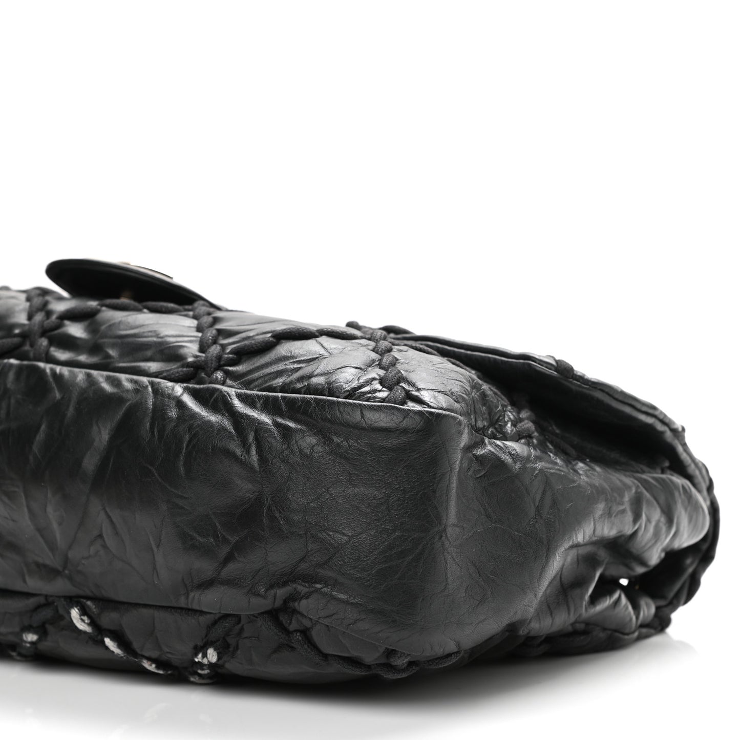 Calfskin Ultra Stitch Oversize Flap Black