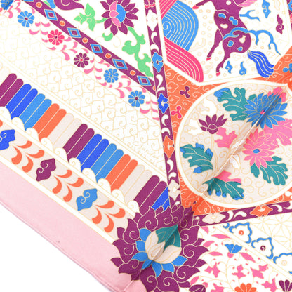 Hermes Silk Collections Imperiales Scarf 90 Rose Pale Bleu Vert 7 of 7
