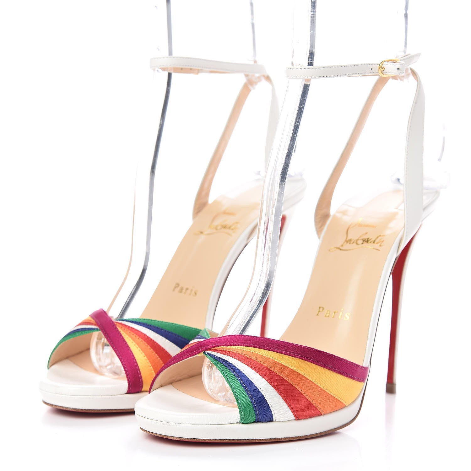 Christian Louboutin Shiny Nappa Naseeba 120 Sandals 39.5 Multicolor Latte 3 of 12