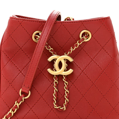 Chanel Calfskin Stitched Small Egyptian Amulet Drawstring Bag Red 8 of 13