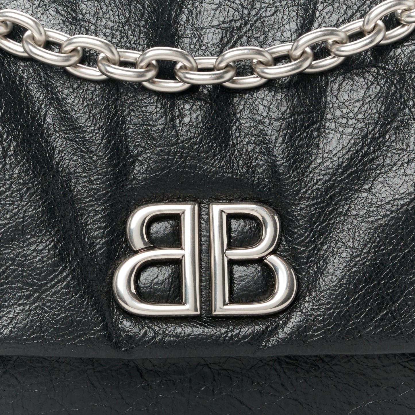 Arena Calfskin Mini Monaco Chain Shoulder Bag Black