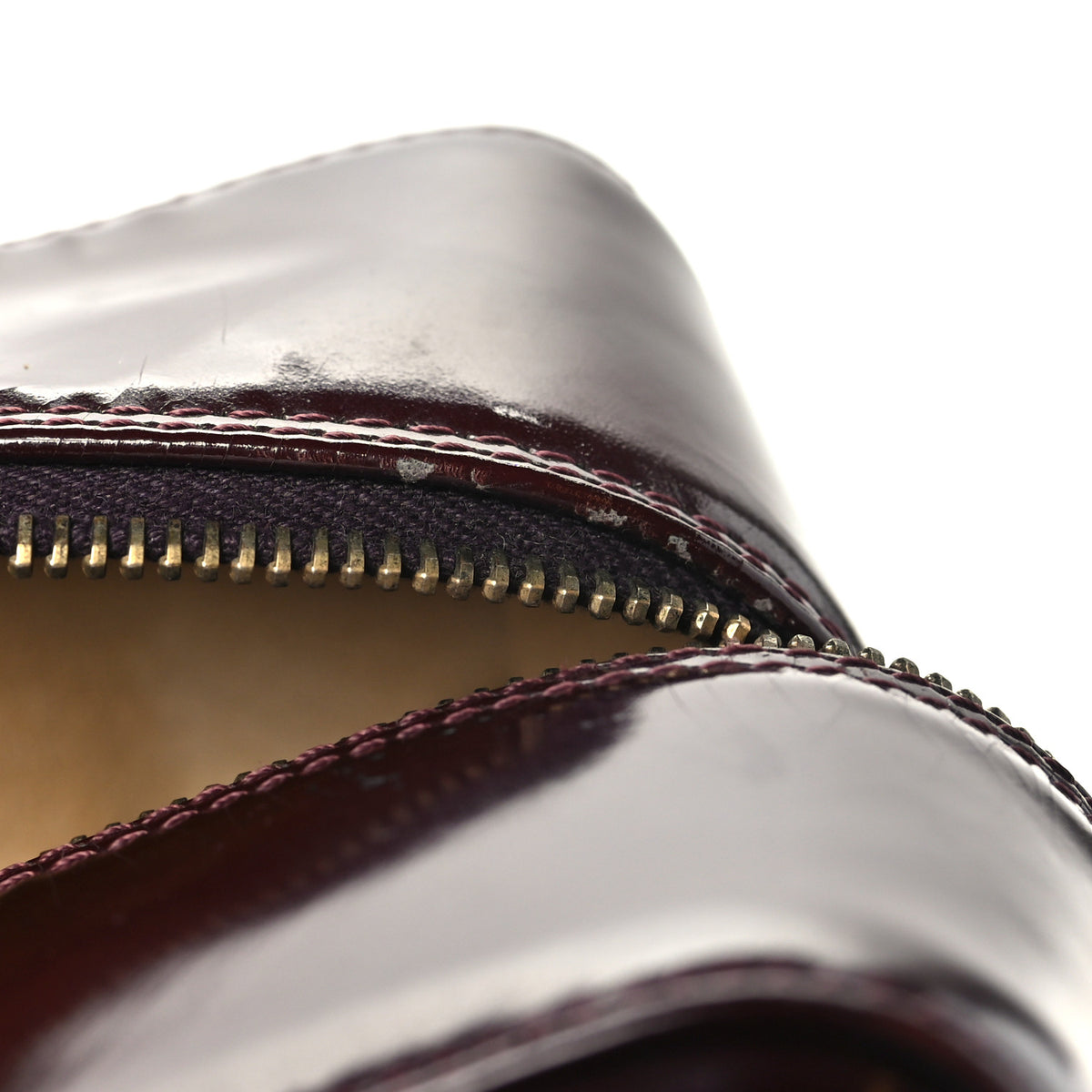 Patent Quilted Chocolate Bar Bowler Burgundy