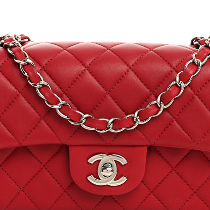 Chanel Lambskin Quilted Mini Rectangular Flap Dark Red 8 of 10