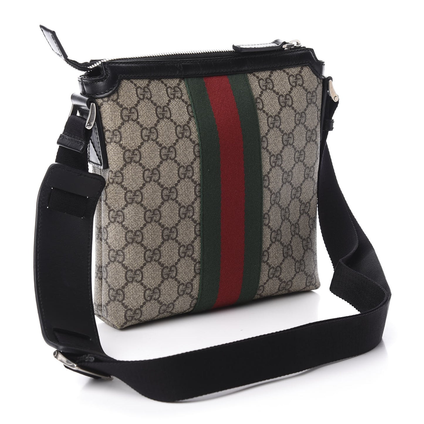 GG Supreme Monogram Web Messenger Bag Black