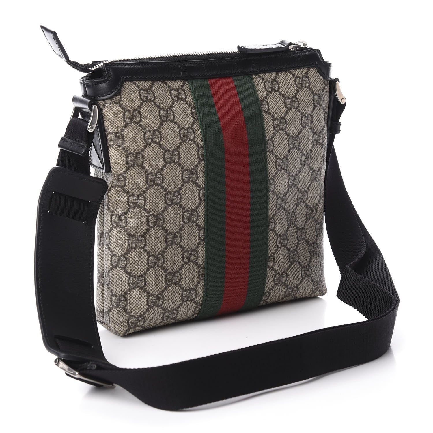 Gucci GG Supreme Monogram Web Messenger Bag Black 2 of 10