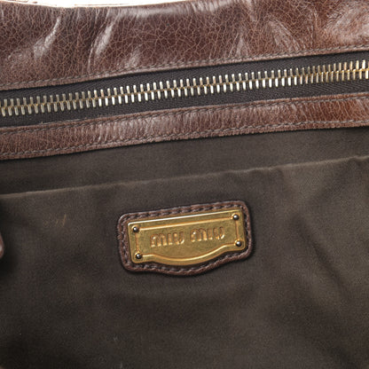 Miu Miu Nappa Matelasse Top Handle Satchel Brown 6 of 14
