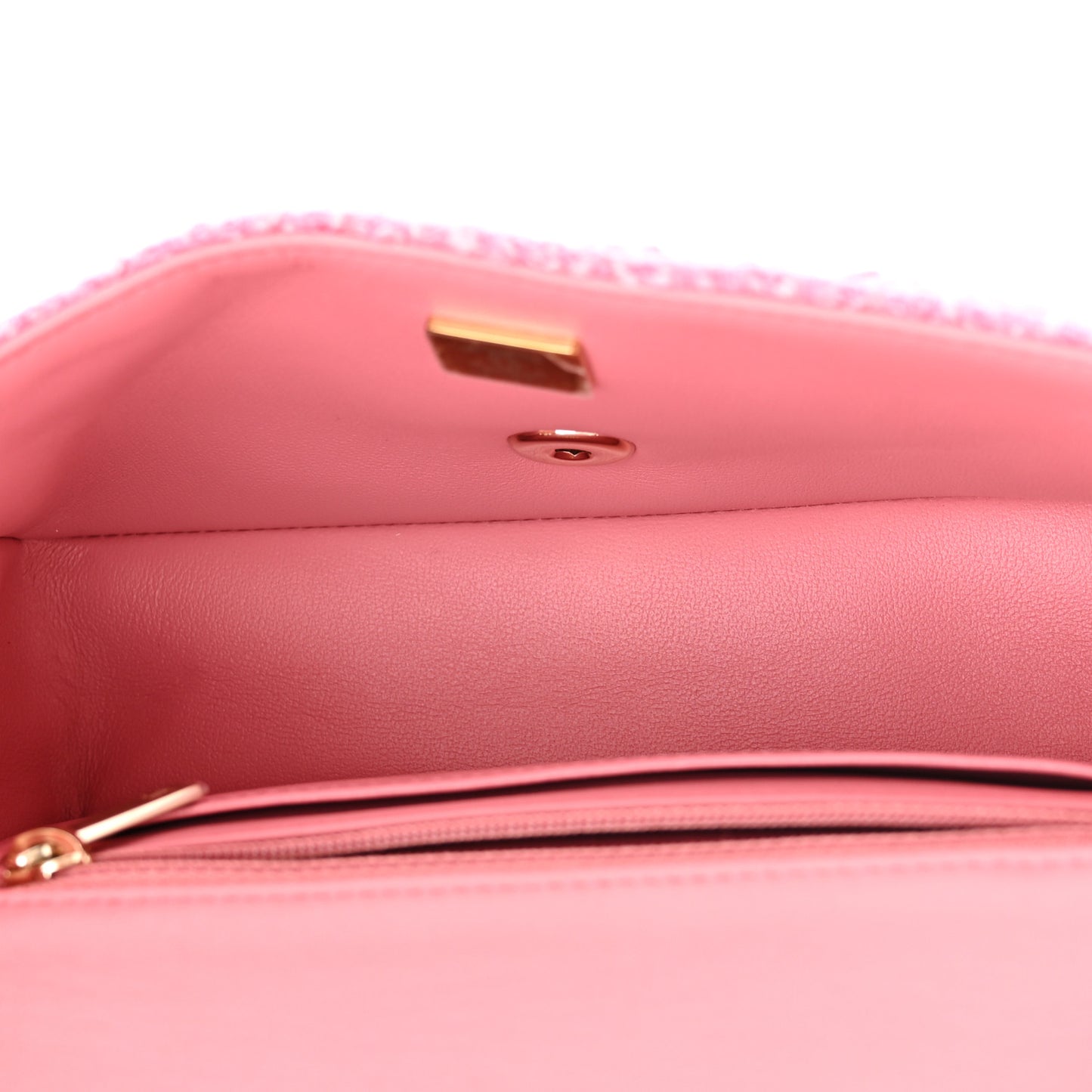 Tweed Quilted Mini Rectangular Flap Pink