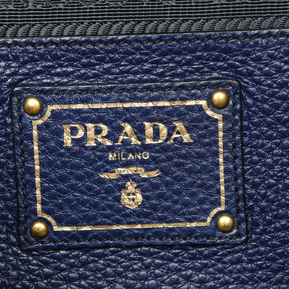 Prada Vitello Daino Side Pocket Shoulder Bag Inchiostro 6 of 8