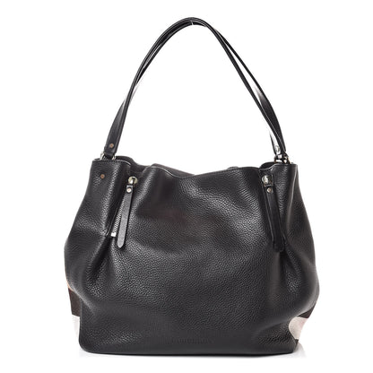 Burberry Grainy Calfskin House Check Medium Maidstone Black 1 of 8