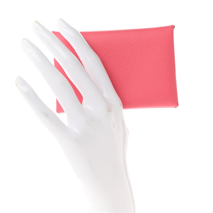 Hermes Evercolor Calvi Card Case Rose Azalee 2 of 7