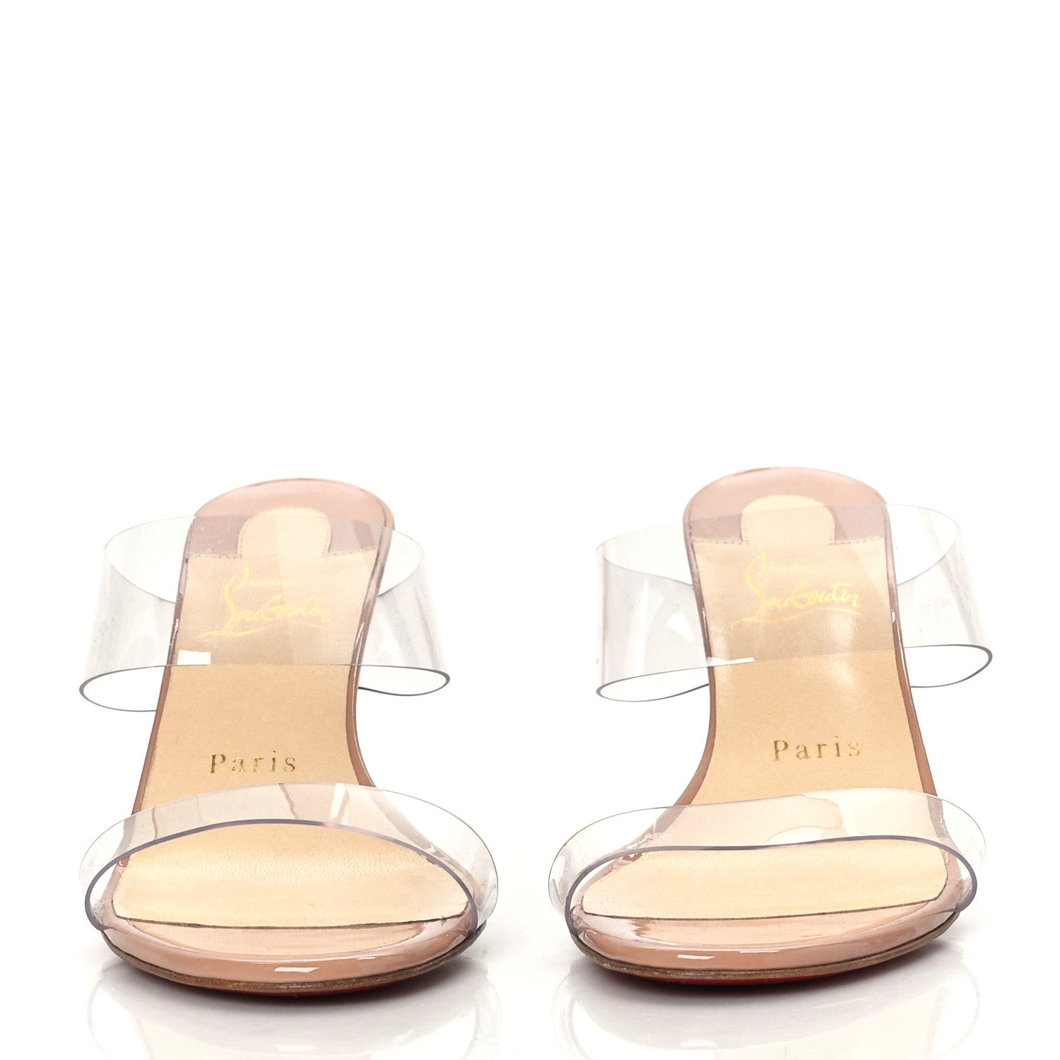 Christian Louboutin Patent PVC Just Nothing 85 Slide Sandals 37.5 Nude 2 of 7