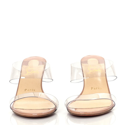 Christian Louboutin Patent PVC Just Nothing 85 Slide Sandals 37.5 Nude 2 of 7