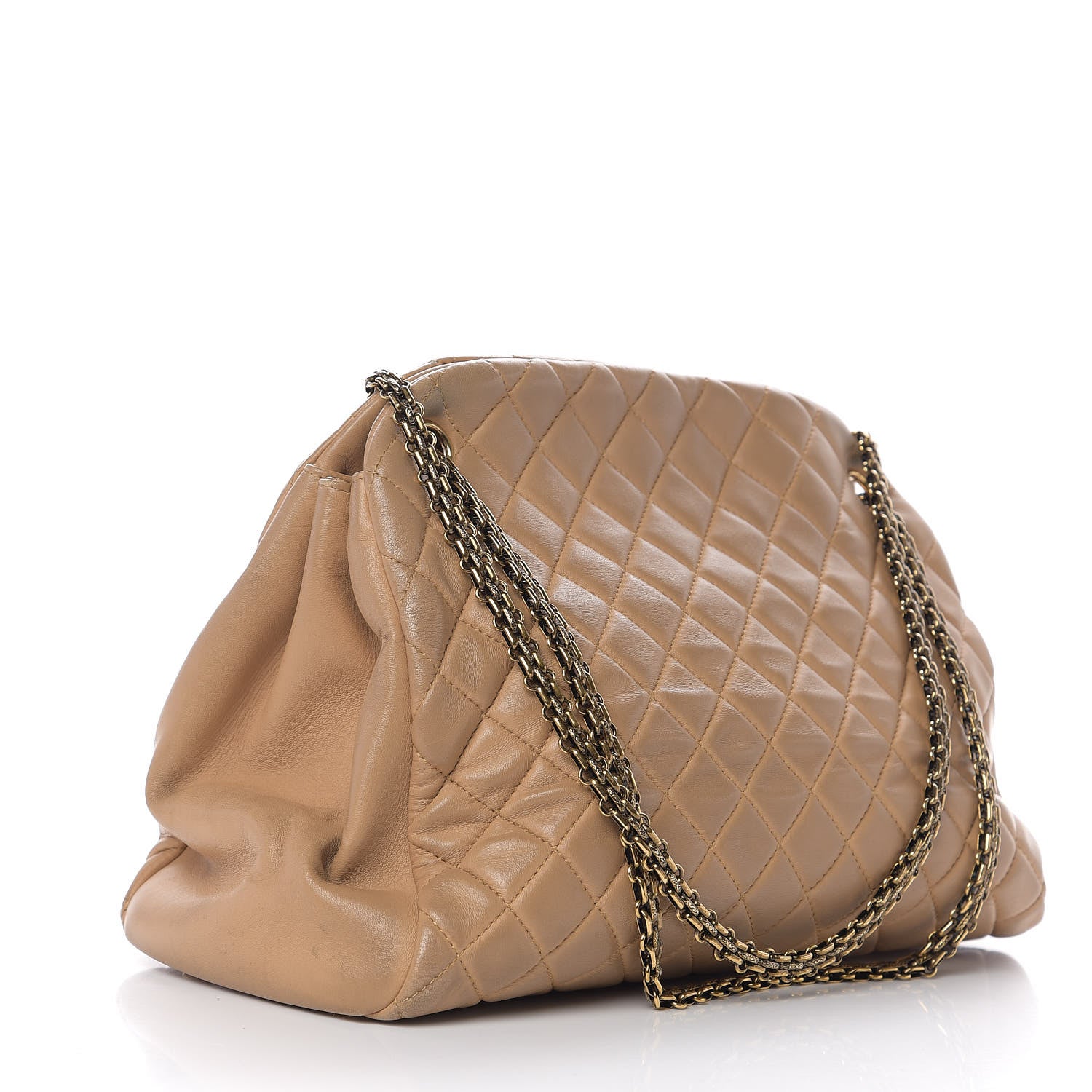 Chanel Lambskin Quilted Large Just Mademoiselle Bowling Bag Beige 2 of 13