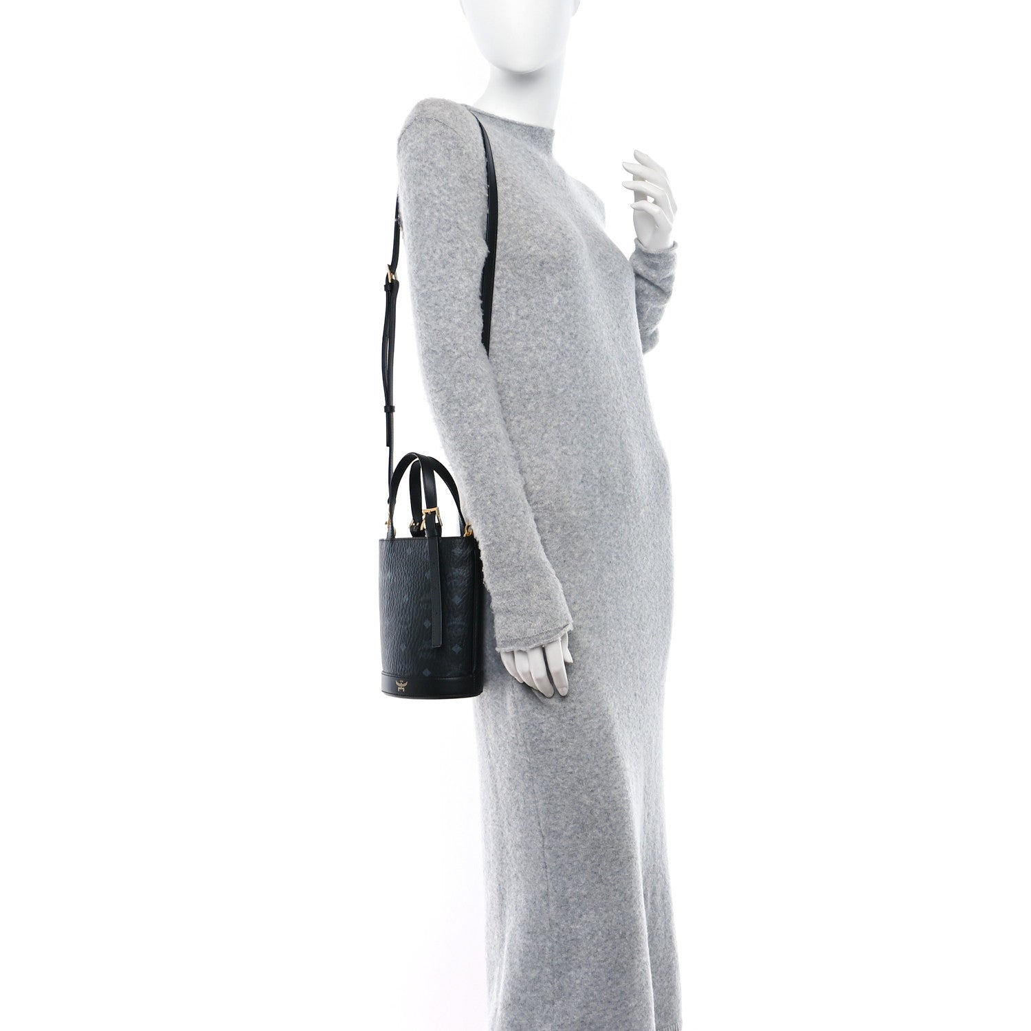 MCM Visetos Mini Aren Bucket Tote Black 2 of 8