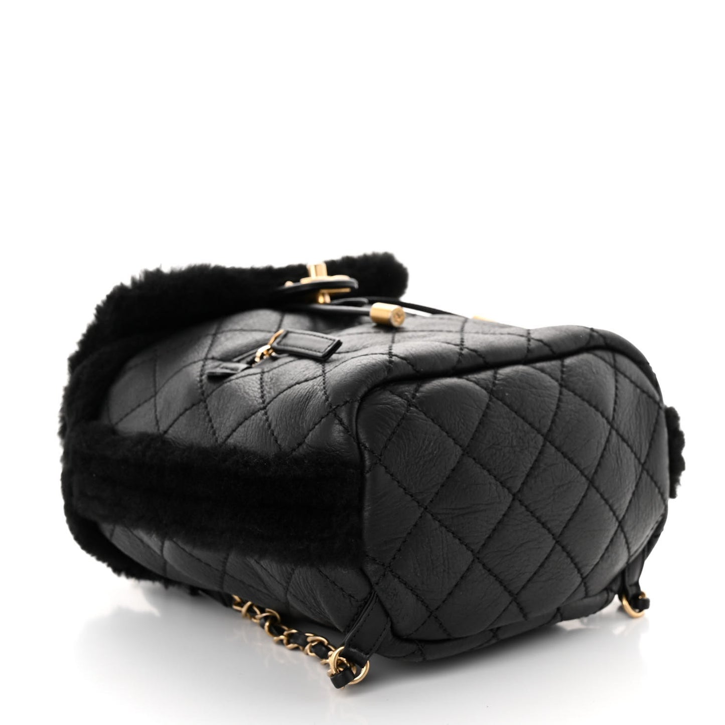 Lambskin Shearling Quilted CC Backpack Black