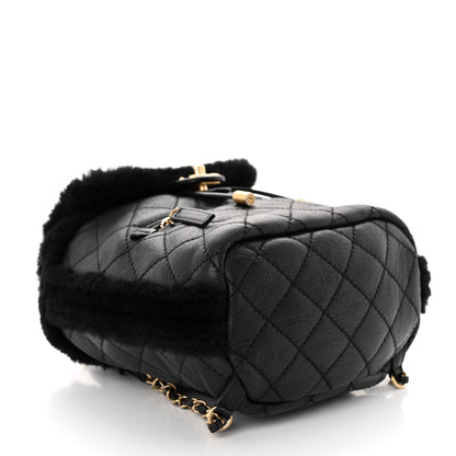 Chanel Lambskin Shearling Quilted CC Backpack Black 4 of 9