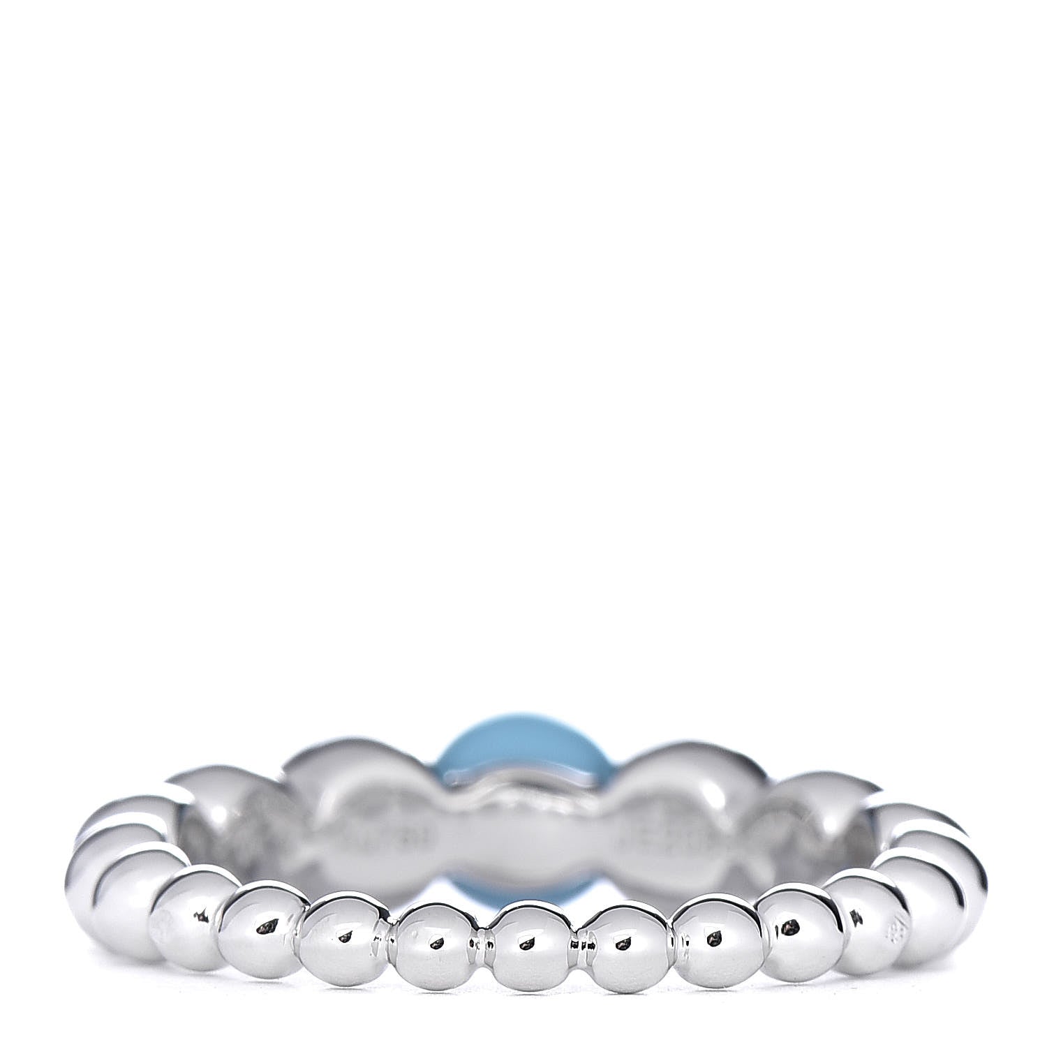 Van Cleef & Arpels 18K White Gold Turquoise Perlee Couleurs Variation Ring 56 7.5 4 of 9