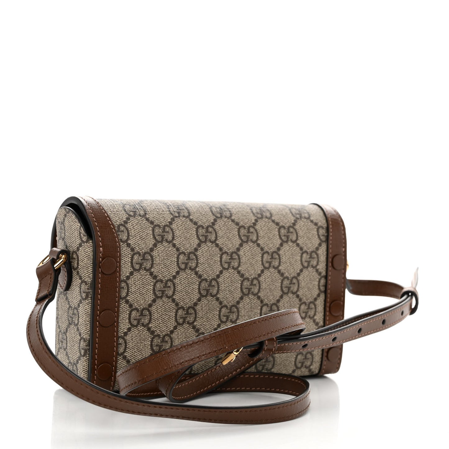 GG Supreme Monogram Mini Horsebit 1955 Shoulder Bag Beige Brown Sugar