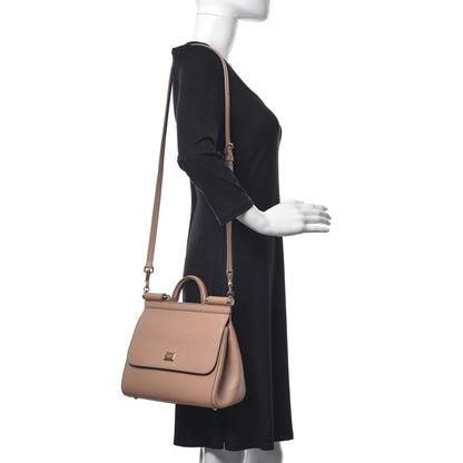 Dolce & Gabbana Dauphine Calfskin Medium Miss Sicily Satchel Tortora Sand 2 of 12