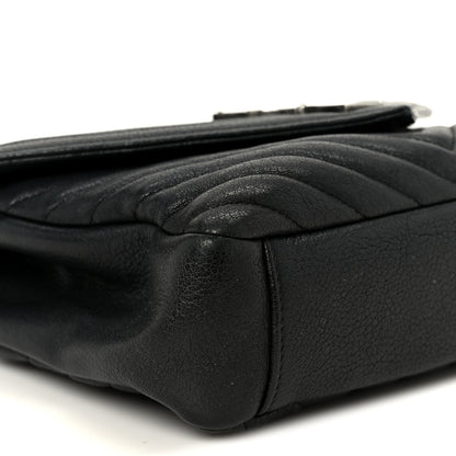 Saint Laurent Sheepskin Matelasse Chevron Monogram Monochrome Medium College Bag Black 9 of 11