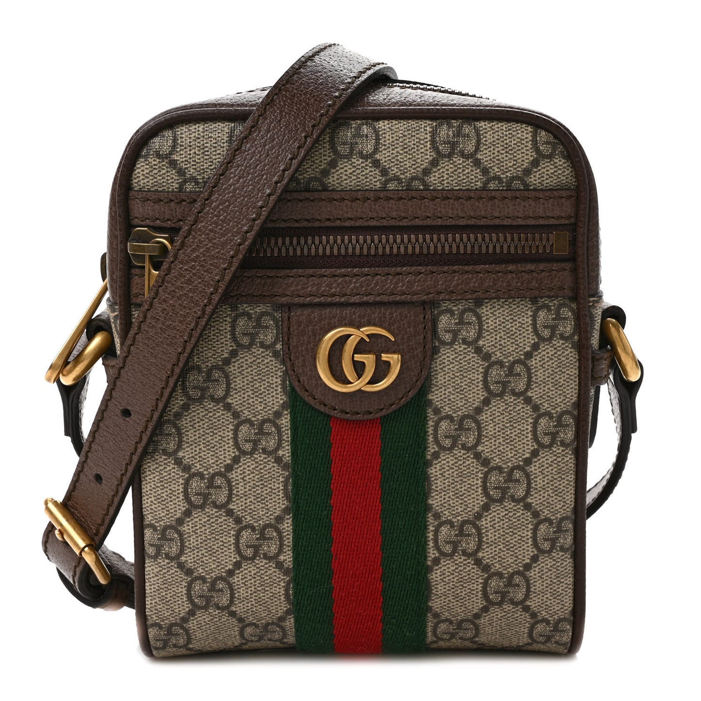 GG Supreme Monogram Web Mini Ophidia Messenger Brown