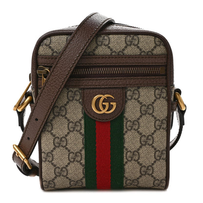 Gucci GG Supreme Monogram Web Mini Ophidia Messenger Brown 1 of 10