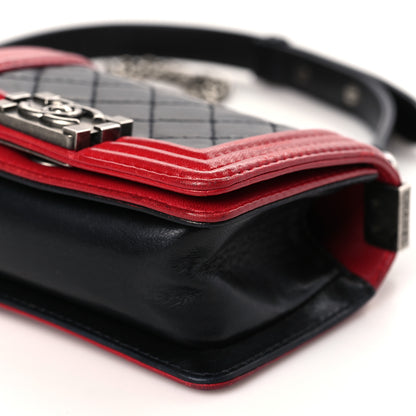 Chanel Calfskin Quilted Mini Boy Flap Black Red 9 of 9