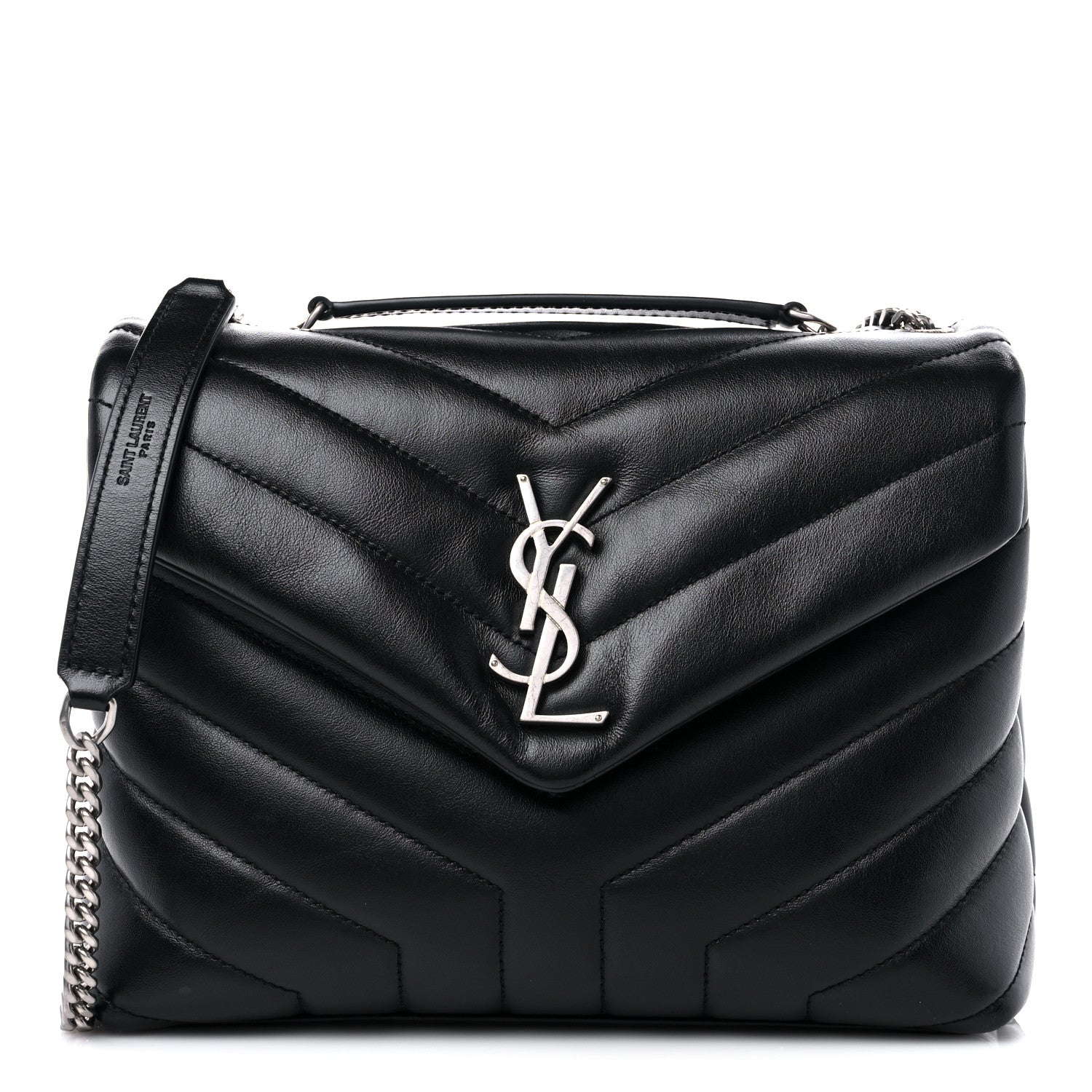 Saint Laurent Calfskin Y Quilted Monogram Small Loulou Chain Satchel Black 1 of 10