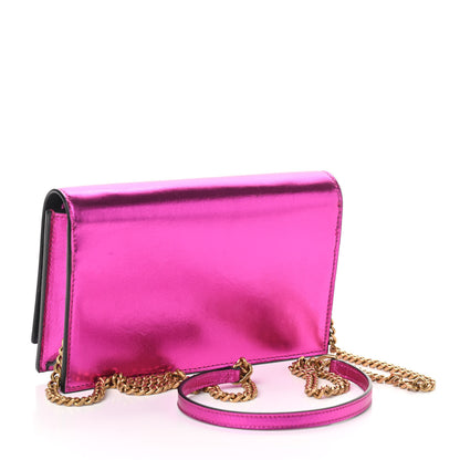 Saint Laurent Metallic Calfskin Classic Monogram Kate Tassel Chain Wallet Fuchsia 3 of 9