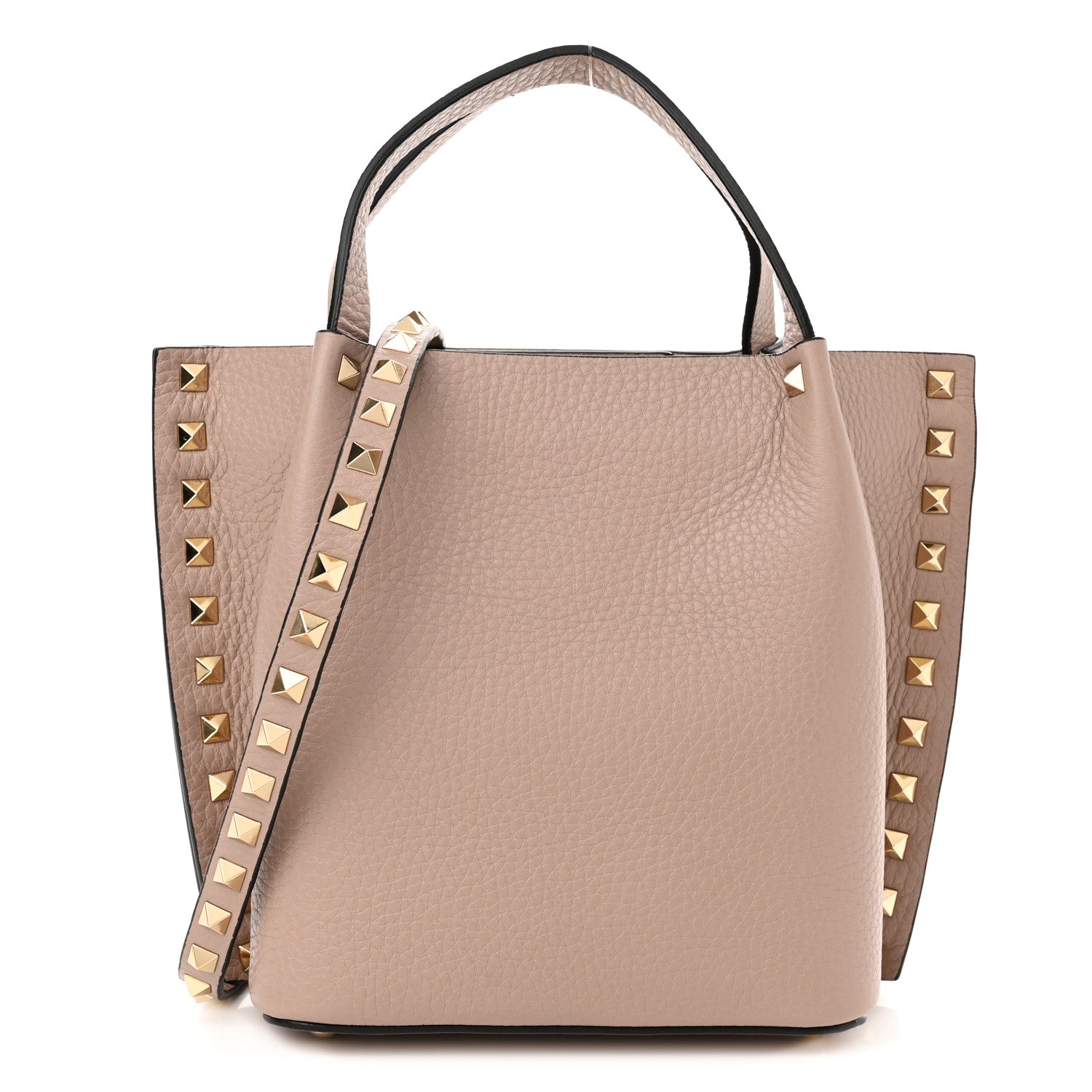 Valentino Garavani Pebbled Calfskin Small Rockstud Crossbody Tote Poudre 1 of 11