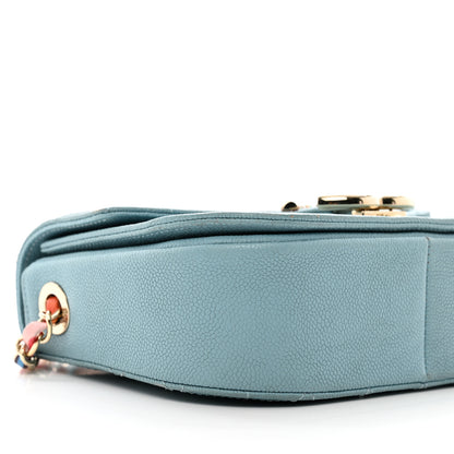 Chanel Grained Calfskin Quilted Small Cuba Top Handle Flap Blue 9 of 11