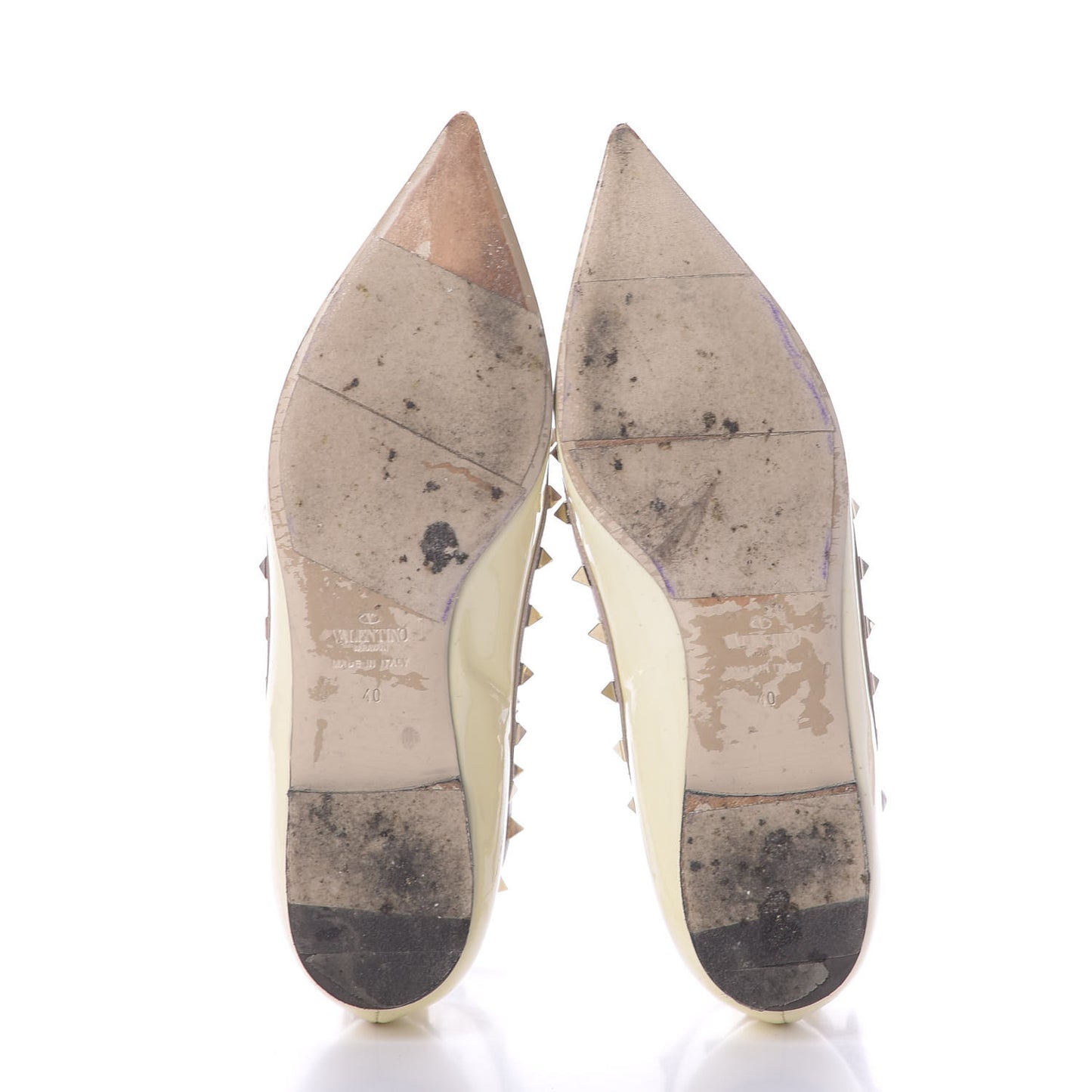 Patent Rockstud Cage Ballerina Flats 40 Ivory Poudre