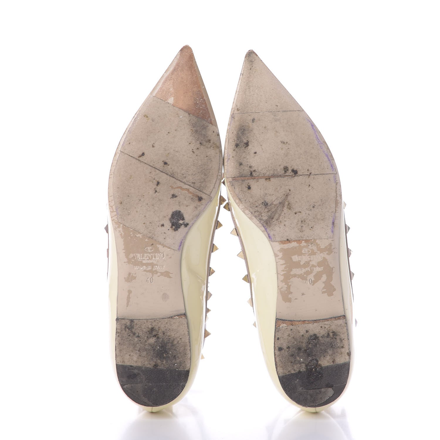 Valentino Garavani Patent Rockstud Cage Ballerina Flats 40 Ivory Poudre 6 of 11