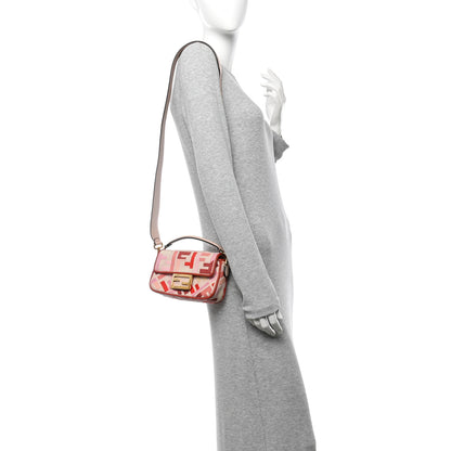 Fendi Canvas Vitello King Seta FF Embroidered Mini Baguette Rosa Quarzo Bloody Mary Multicolor 2 of 10