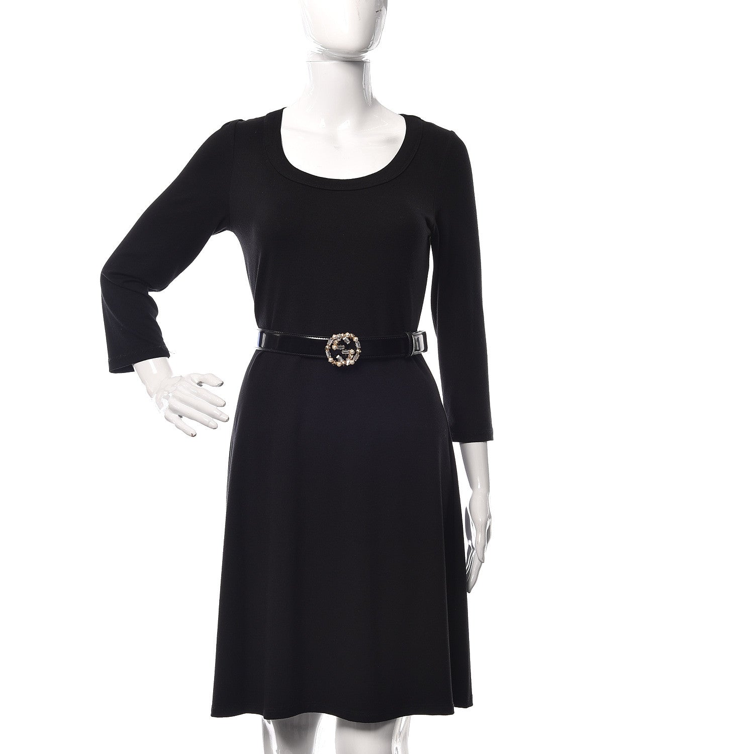 Gucci Leather Crystal Pearl Interlocking G Belt 100 40 Black 2 of 6