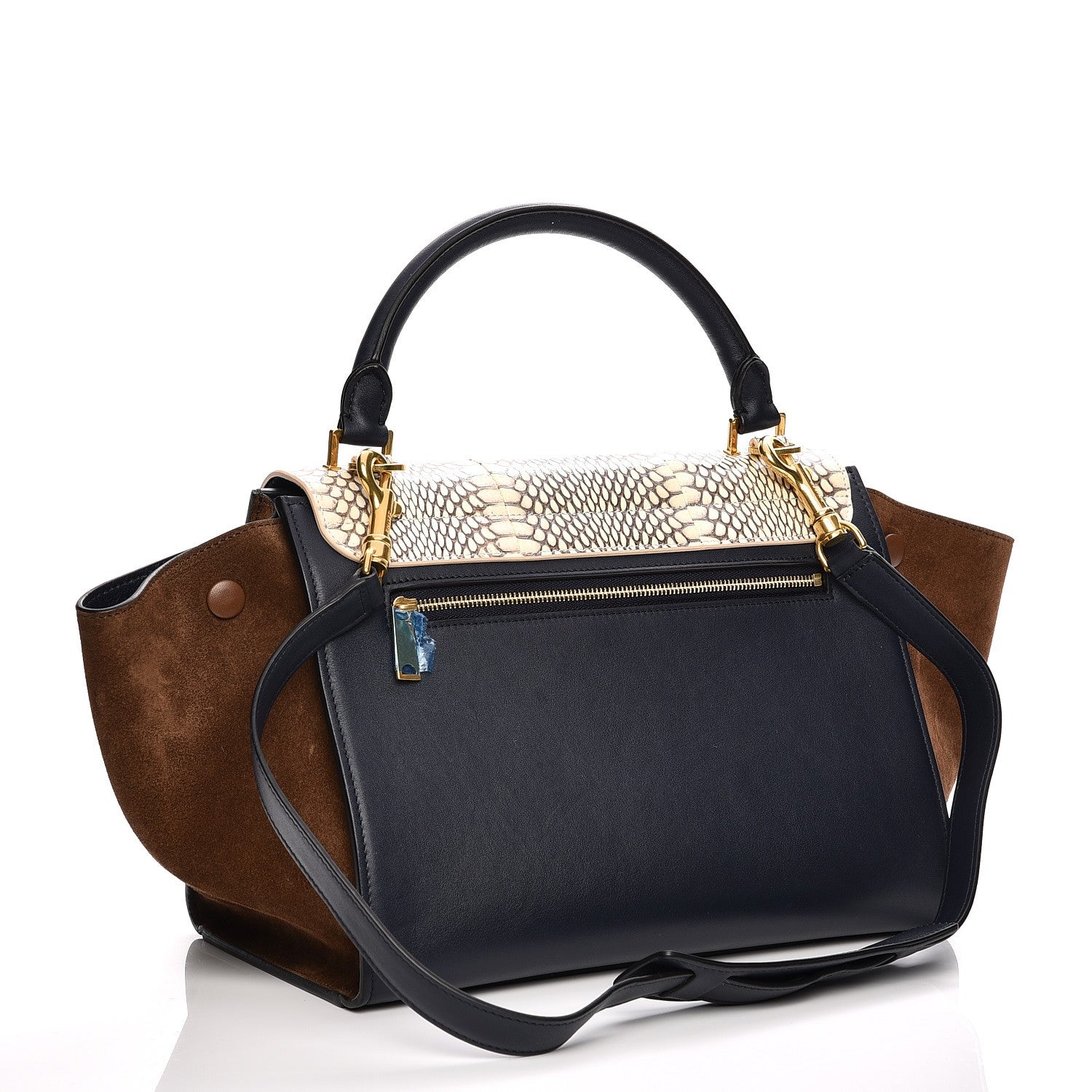 Celine Cobra Calfskin Suede Small Tri-Color Trapeze Natural 4 of 7