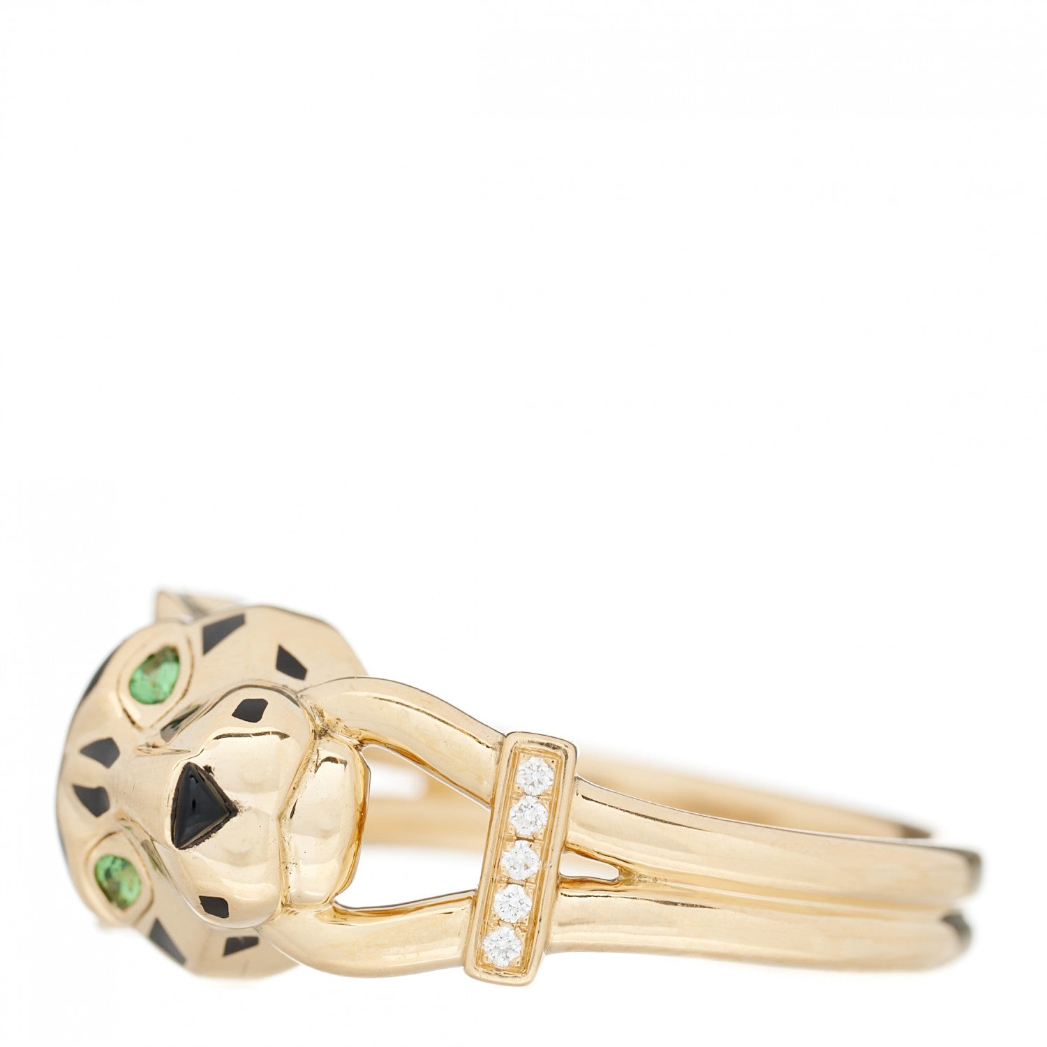 Cartier 18K Yellow Gold Diamond Tsavorite Garnet Black Onyx Panthere de Cartier Ring 58 8.25 4 of 7