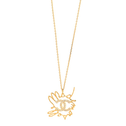 Chanel Metal Diamantes CC Pendant Necklace Gold 1 of 5