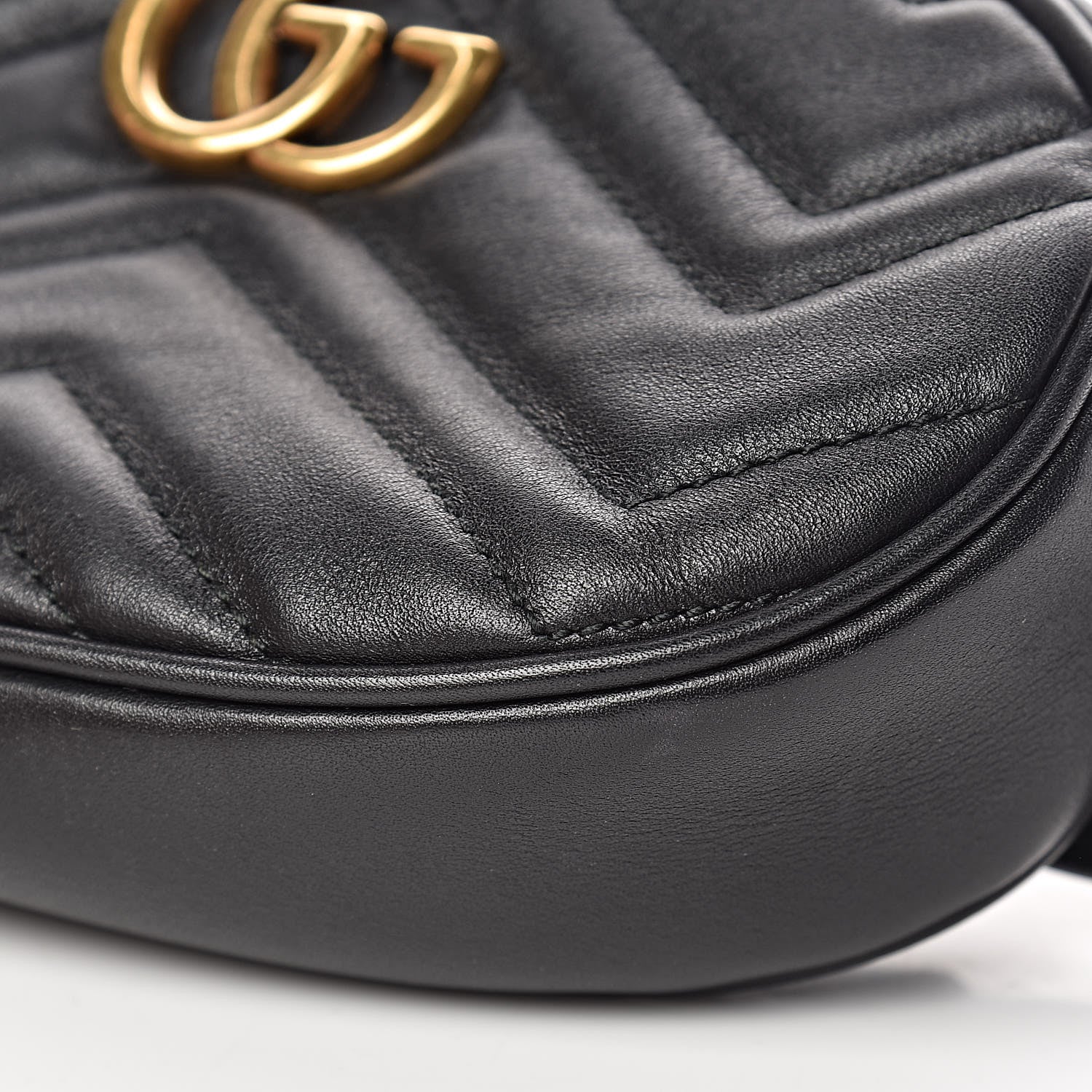 Gucci Calfskin Matelasse GG Marmont Belt Bag 75 30 Black 11 of 12