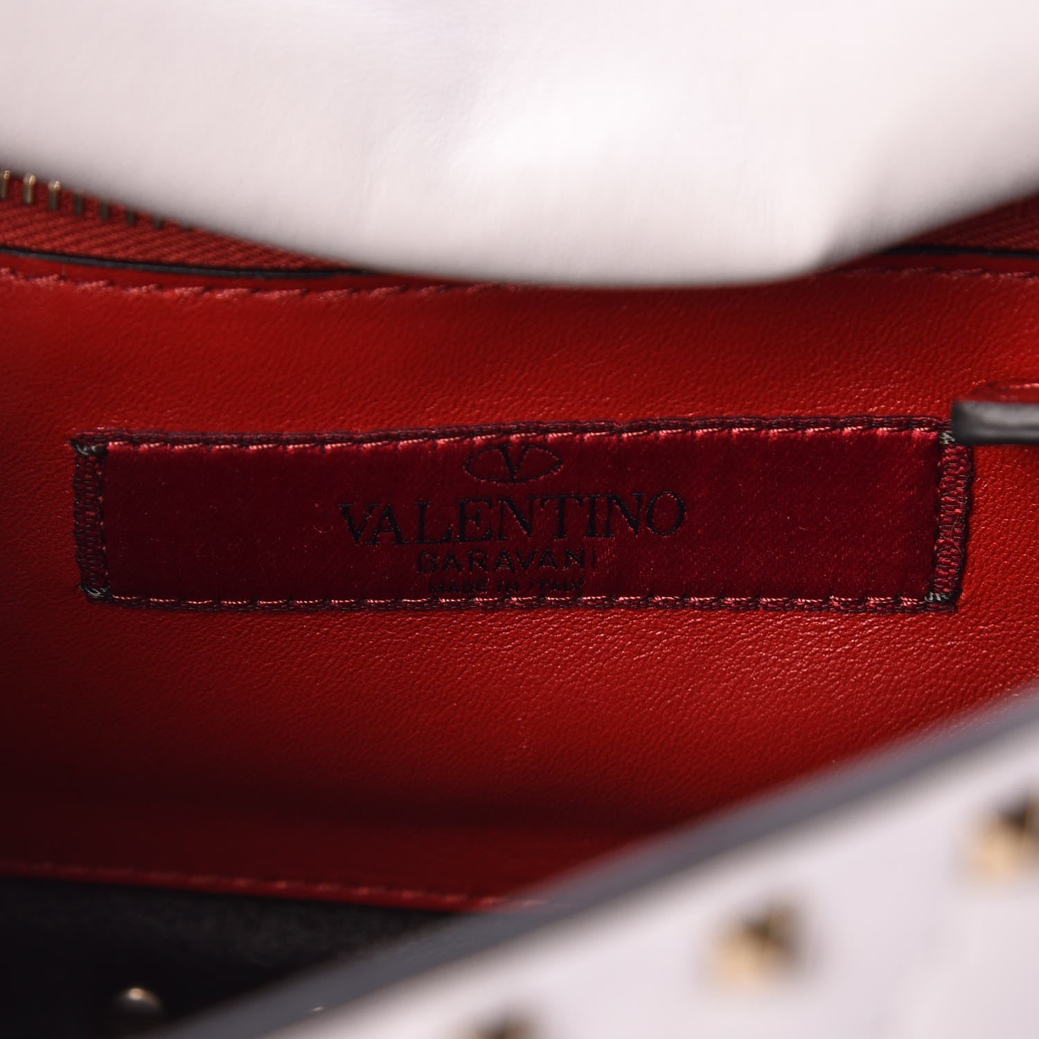 Valentino Garavani Lambskin VLTN Print Medium Rockstud Spike Shoulder Bag Optic White Black 6 of 8