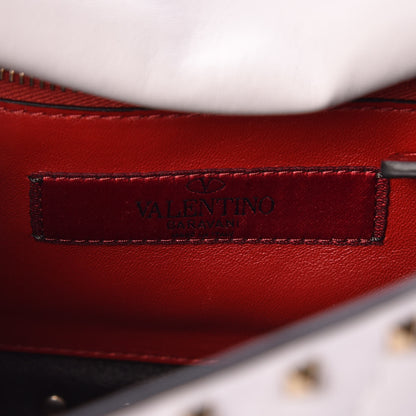 Valentino Garavani Lambskin VLTN Print Medium Rockstud Spike Shoulder Bag Optic White Black 6 of 8
