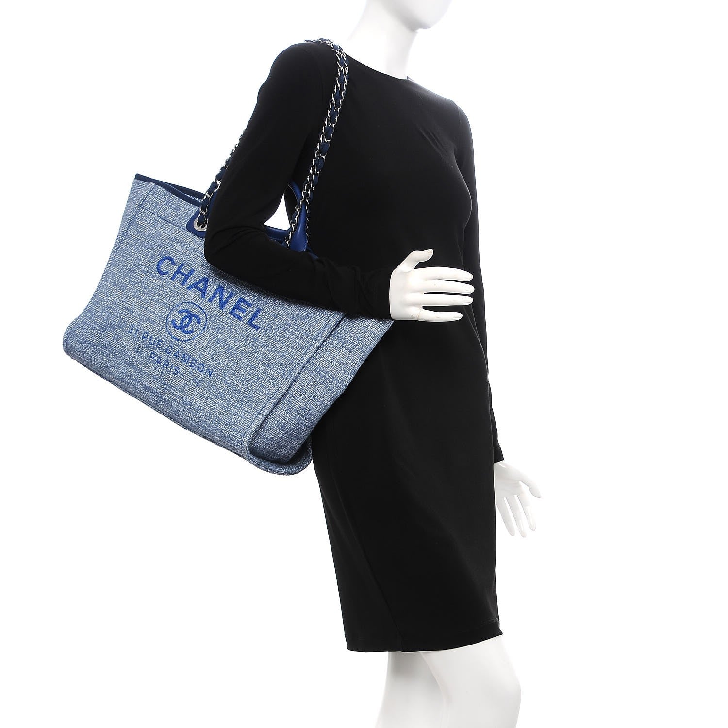 Chanel Canvas Large Deauville Tote Blue 3 of 13